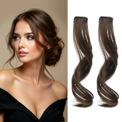 Miniatura 25 de REECHO Flequillos Laterales Largos con Ondas Rizadas, Flequillo de Cortina con Clip, Flequillos Frontales Laterales que Enmarcan el Rostro
