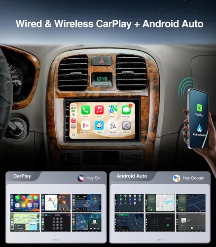 Miniatura 3 de Estéreo de coche de doble DIN de 7 pulgadas con CarPlay inalámbrico y Android Auto/Android 13.0 / 240 W Salidas, 4.1 -Canal/QLED Pantalla Upgrade/AM