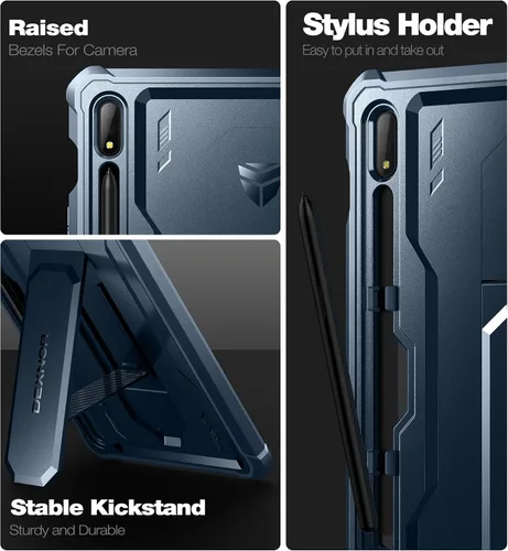 Miniatura 7 de Dexnor Funda para Galaxy Tab S8/S7 de 11 pulgadas, Protector de Pantalla Integrado y Soporte - Porta S Pen, Cubierta Protectora de Cuerpo Completo