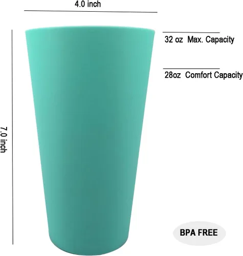 Miniatura 7 de Vasos de plástico de 32 onzas, reutilizables, aptos para lavavajillas, sin BPA, juego de 12 vasos multicolor grandes para beber Colores pastel neón