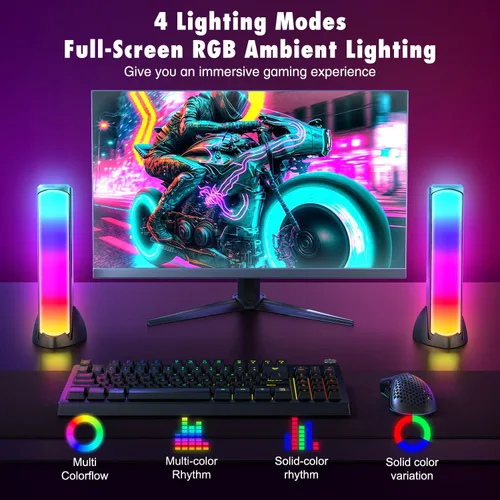Miniatura 2 de OFFSIR Altavoces de computadora, altavoces RGB para PC, altavoces para juegos con luz de respiración LED de pantalla completa, altavoces