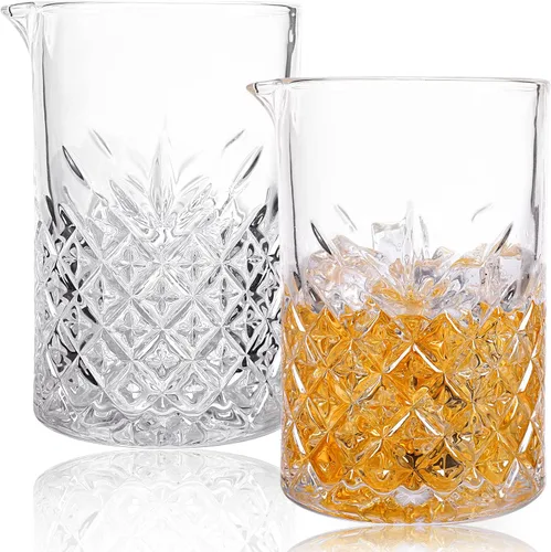 Miniatura 8 de 2 vasos de cóctel grabados con cristal de cristal, agitación de bebidas de 24 onzas, parte inferior gruesa y pesada, vasos mezcladores profesionales