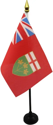 AZ FLAG Bandera de mesa Ontario de 4 x 6 pulgadas, bandera de escritorio de Canadá - Región Canadiense de Ontario 5.9 x 3.9 in - Tapa de lanza