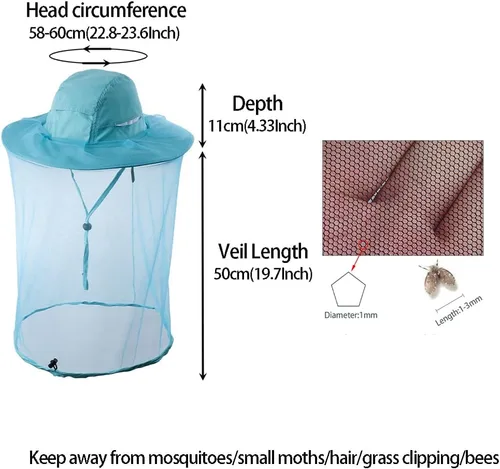 Miniatura 2 de Sombrero de red para la cabeza, apicultor de apicultura, velo, sombrero de malla de caza, gorra de malla, capó, atrapador, disfraz de Halloween