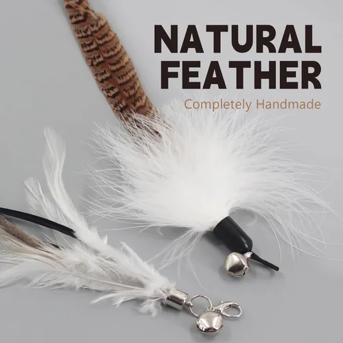 Miniatura 3 de SONGWAY Juguetes de varita para gatos de interior, juego de juguetes para gatos con varita retráctil y 6 recambios de juguetes de plumas, juguetes