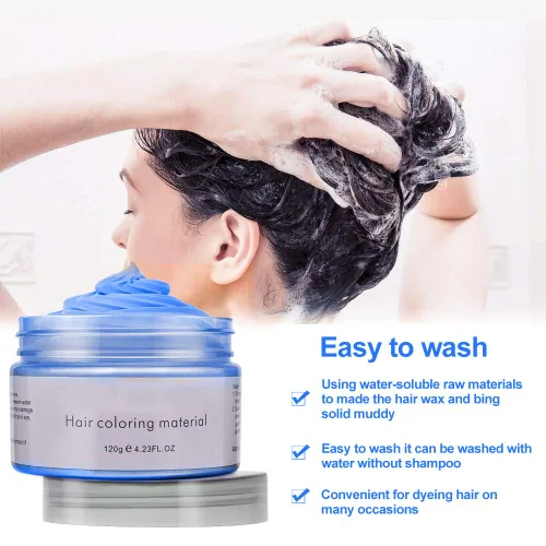 Miniatura 2 de YHMWAX Pomadas Temporales Coloridas para Peinar el Cabello - Gel Natural Desechable de Fuerte Sujeción para Fiestas, Cosplay, Mascarada (Azul)