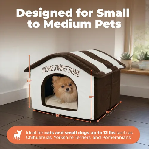 Miniatura 4 de Best Pet Supplies Casa para Perros Cama Alfombra de Jaula Carpa Interior Redonda Suave de Felpa para Razas Pequeñas, Medianas y Grandes - Beige