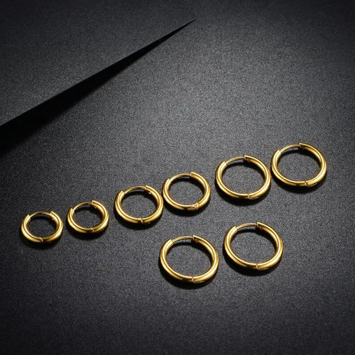 Miniatura 5 de Aretes de acero inoxidable 316L, argollas de 1564, 516, 2564, 716, 1532 y 3564 pulgadas, arracadas hipoalergénicas, para el cartílago, hélix