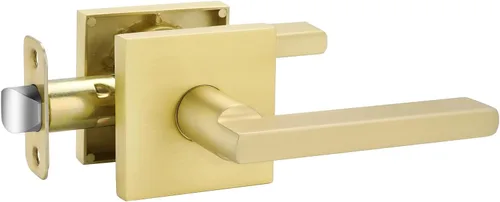 Miniatura 32 de Goldenwarm Manija de puerta simulada de oro cepillado – Palanca interior decorativa sin giro para despensa, puertas francesas y armarios (2 piezas)