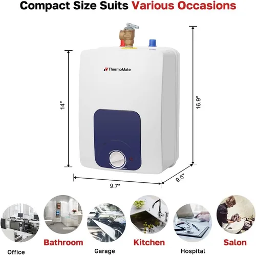 Miniatura 6 de ThermoMate Calentador de agua eléctrico con certificación UL, ES150B, punto de uso de 1.3 galones, calentador de agua debajo del fregadero, 120 V
