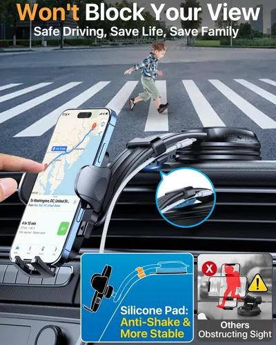 Miniatura 4 de HTU Soporte para teléfono de automóvil de grado militar real [clip de succión y ventilación más fuerte mejorado 2026] Soporte de teléfono celular