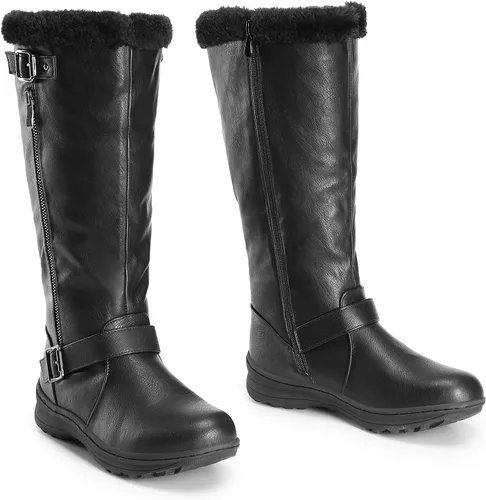 Miniatura 8 de DREAM PAIRS Botas altas hasta la rodilla con forro de piel para mujer, con cierre de cremallera