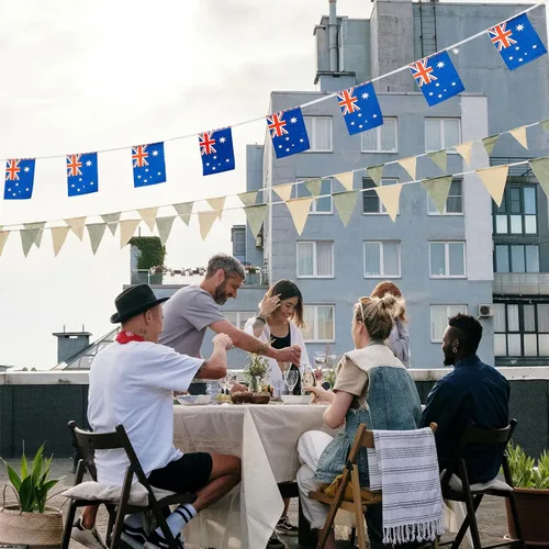 Miniatura 7 de Bandera de Australia, pequeña cadena de banderas australianas, mini banderas australianas, utilizada para fiestas, escuela, eventos deportivos