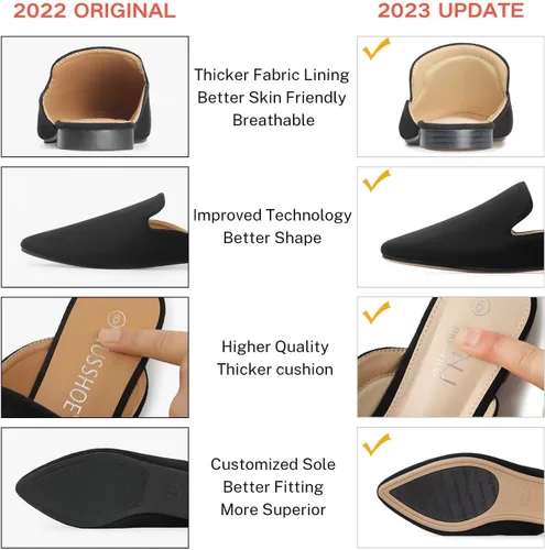 Miniatura 5 de MUSSHOE - Zuecos para mujer, planos, cómodos y puntiagudos