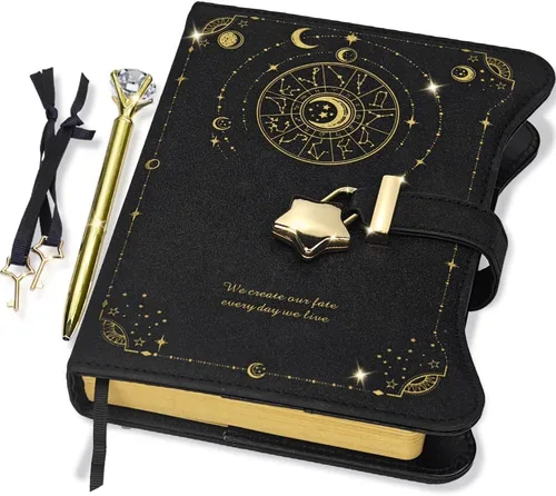 Miniatura 14 de Hoci Poci Agenda con candado y llaves para niñas, ideas de regalo para niñas, diario de 360 páginas con bordes dorados para mujeres, cuaderno