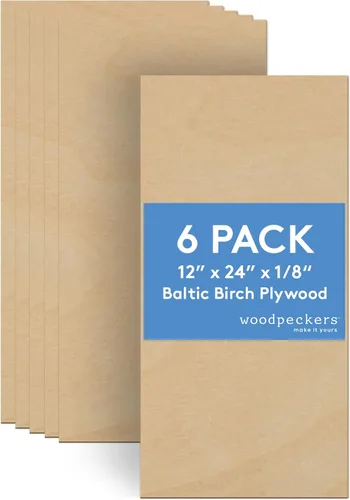 Miniatura 15 de Woodpeckers - Madera contrachapada de abedul báltico, 1/8 x 12 x 20 pulgadas, paquete de 50 hojas de abedul báltico de grado B/BB, perfectas