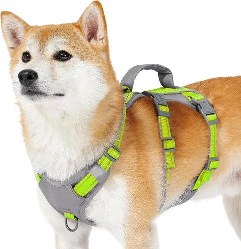 Miniatura 23 de Huntboo Arnés reflectante para perro con asa, a prueba de escape, antideslizante, transpirable, ligero, arnés de elevación ajustable para perros