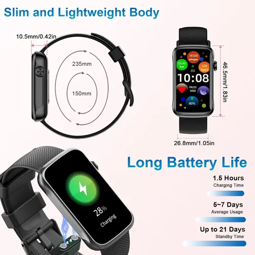Miniatura 7 de Fempoin Reloj inteligente, reloj inteligente HD de 1.47 pulgadas para mujeres y hombres con 28 modos deportivos, IP68 impermeable rastreador