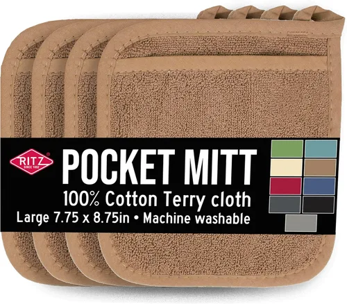 Miniatura 34 de RITZ Guante de bolsillo de rizo y almohadilla caliente: resistente al calor inigualable, 100% algodón duradero, diseño ergonómico para un agarre