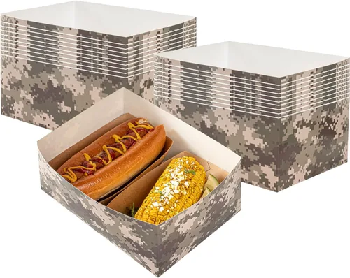 Miniatura 18 de Restaurantware Bio Tek - Bandejas de hamburguesas de 8.4 x 6 x 3.5 pulgadas, 100 bandejas de papel desechables para alimentos, bandejas de papel
