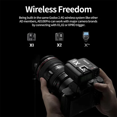 Miniatura 4 de Godox AD100 Pro Godox 100Ws Pocket Flash Strobe - Sistema inalámbrico X 2.4G, iones de litio de 2600 mAh (360 flashes), 1/8000s HSS, reciclaje