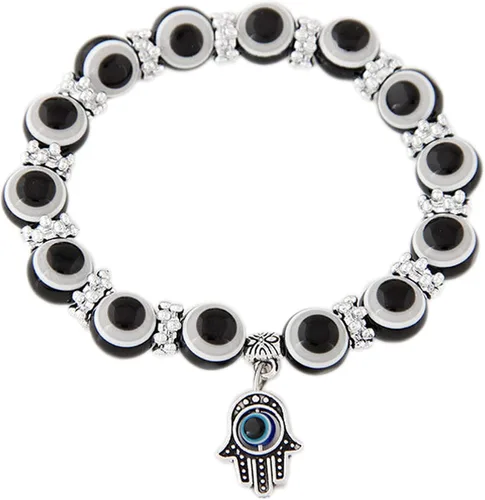 Miniatura 3 de Juego de pulseras elásticas de cuentas de cristal turco contra el mal de ojo, amuleto de protección de hebras de cristal, amuleto de Fátima Hamsa