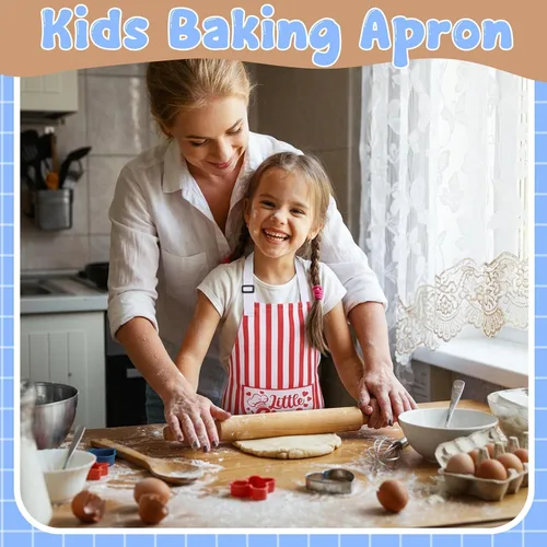 Miniatura 6 de Paquete de 3 delantales para niños para cocinar, ajustables, delantales divertidos con bolsillos para niños y niñas, pintura, hornear Kitchen