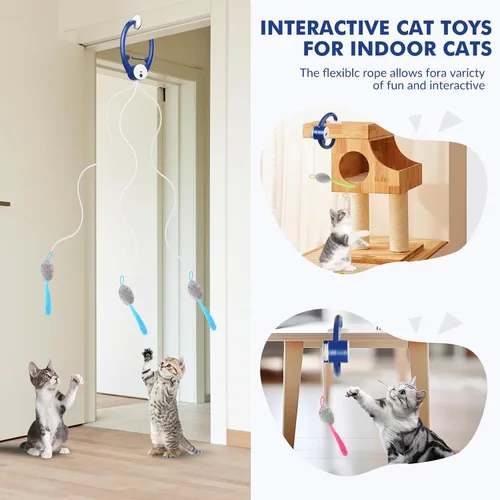 Miniatura 2 de Wortade Juguetes Interactivos para Gatos de Interior, Juguete de Varita con Plumas de Pájaro Volador Eléctrico Automático, Mejor Juguete
