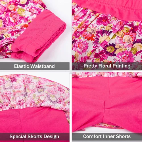 Miniatura 64 de LittleSpring Conjunto de verano para niñas con camiseta sin mangas y pantalones cortos florales