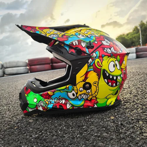 Miniatura 6 de VCOROS - Casco para niños y jóvenes, bicicleta de tierra, motocross, calle, todoterreno, BMX, MX, cuatrimoto, bicicleta de tierra, motocicleta