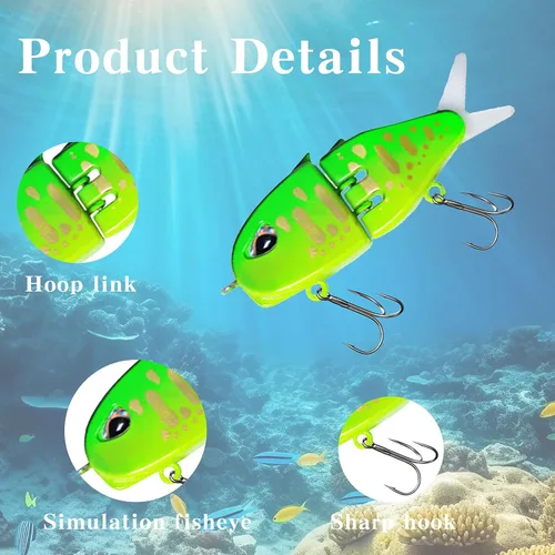 Miniatura 3 de Paquete de 7 Mini Cebo Deslizante, Cebo Deslizante Raptor, Señuelos de Pesca Swimbait para Agua Dulce y Salada, Increíble Regalo de Equipo de Pesca