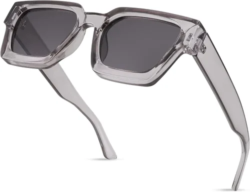 Miniatura 71 de FEISEDY Gafas de sol cuadradas retro de los años 90 para mujeres y hombres, gafas de sol rectangulares gruesas de moda con protección UV400 B2385