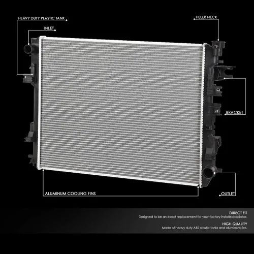 Miniatura 2 de DNA Motoring CU13129 Refrigeración del motor del radiador de aluminio de 1 fila compatible con modelos 09-18 Ram 1500/2500/3500 AT, 55056858AC