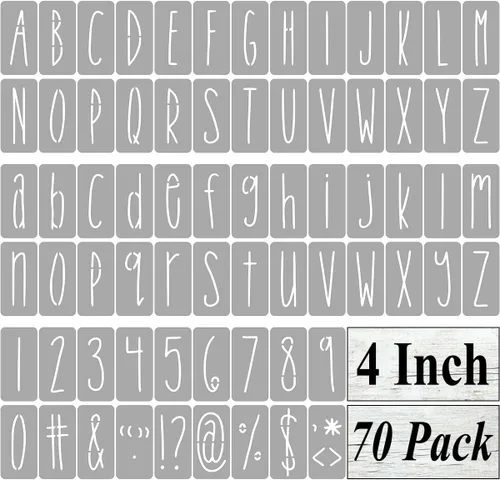 Miniatura 11 de Plantillas de letras del alfabeto de 1 pulgada para pintar, paquete de 70 plantillas de letras y números con letreros para pintar sobre madera