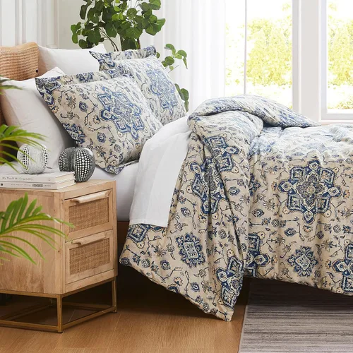 Southshore Fine Living, Inc. Juego de funda de edredón de gran tamaño con estampado persa California King/King, calidad de hotel, fácil cuidado,