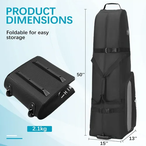 Miniatura 2 de Himal Outdoors Soft-Sided Golf Travel Bag with Wheels - Heavy Duty 600D Polyester Oxford Wear-Resistant, Excellent Zipper Universal