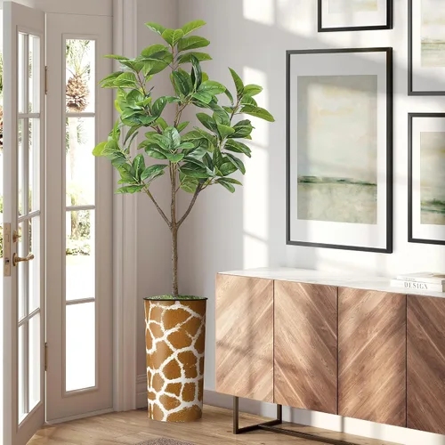 Miniatura 15 de Árbol artificial en maceta contemporánea, palmera tropical areca artificial de seda para decoración del hogar en interiores y exteriores, altura