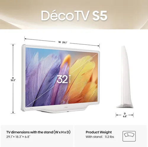 Miniatura 3 de Hisense Serie S5 DécoTV QLED FHD Smart Fire TV de 32 pulgadas (32S5QF, modelo 2025) - Ajuste versátil, color Hi-QLED, diseño inspirado en el arte