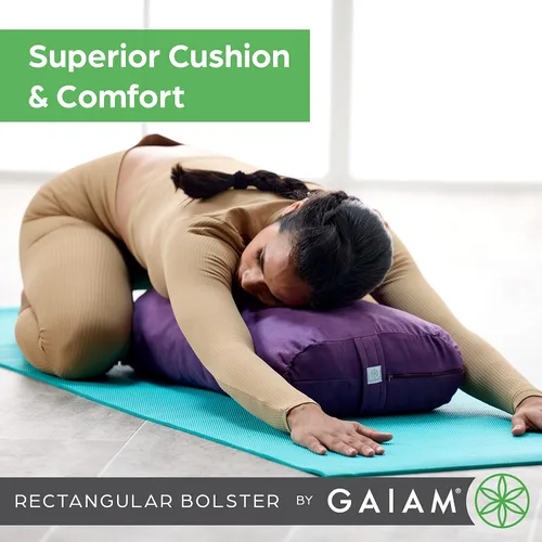 Miniatura 3 de Almohada Gaiam redonda para yoga, cojín suave para meditación, masaje y soporte de espalda, relleno de algodón transpirable, funda de microfibra