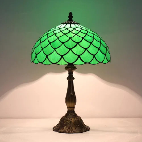 Miniatura 12 de Lámpara de mesa con tulipanes de vitrales, luz de lectura estilo Tiffany, 12 x 12 x 19 pulgadas, lámpara de escritorio de vidrio antiguo