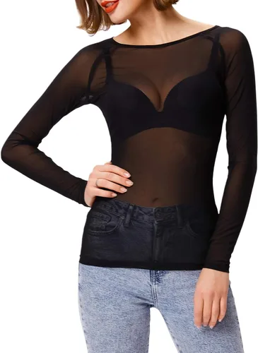Miniatura 4 de Grace Karin - Blusa de manga larga de malla transparente para mujer