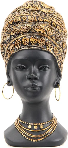 Smadeer Estatua africana y escultura para decoración del hogar, figura de mujer en color dorado antiguo