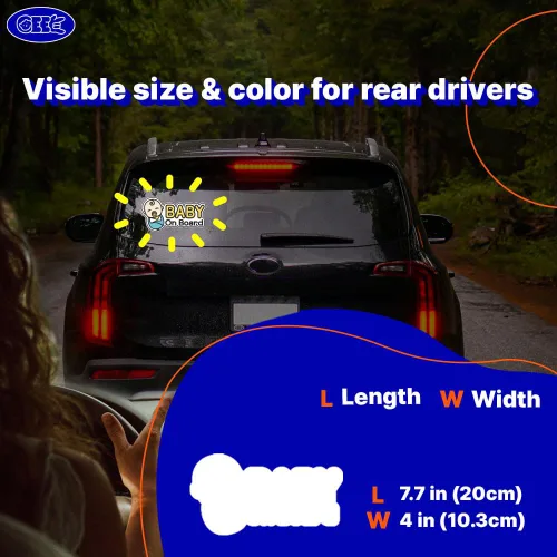 Miniatura 6 de GEEKBEAR Etiqueta engomada del coche del bebé a bordo, diseño del personaje, reflectante, resistente a la intemperie (28. bebé recién nacido)