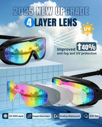 Miniatura 3 de Swim Goggles 2 Pack, Wide View Anti Fog&UV Swimming Goggles for Audlt, No Leak Pool Beach Essentials for Men Women