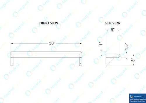 Miniatura 5 de AmGood Estante de pared de acero inoxidable de 6 x 30 pulgadas Estantería de metal Garaje, lavandería, almacenamiento, lavadero Restaurante