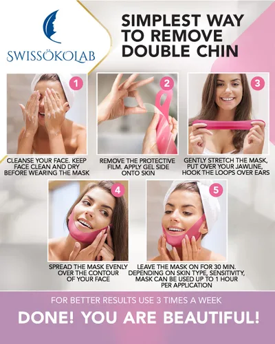 Miniatura 6 de SWISSÖKOLAB Máscara facial con levantamiento en forma de V, parche para barbilla, reductor de mentón, ajuste de contorno de barbilla, reafirmante
