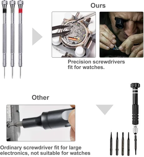 Miniatura 6 de Anezus - Kit de reparación de reloj, kit de herramientas de reloj de 187 piezas con herramientas de extracción de pasadores de eslabones de reloj