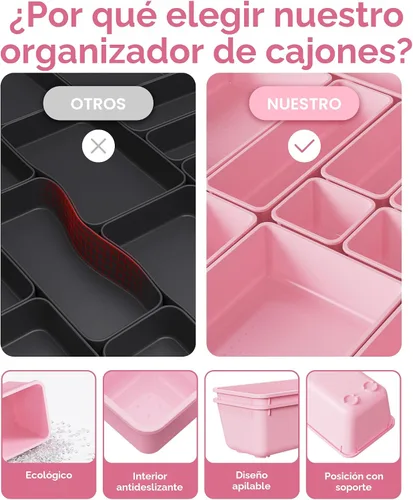 Miniatura 5 de BiuLeon - Juego de 25 organizadores de cajones de plástico, 4 tamaños, organizador de tocador y maquillaje, bandejas organizadoras para cajones