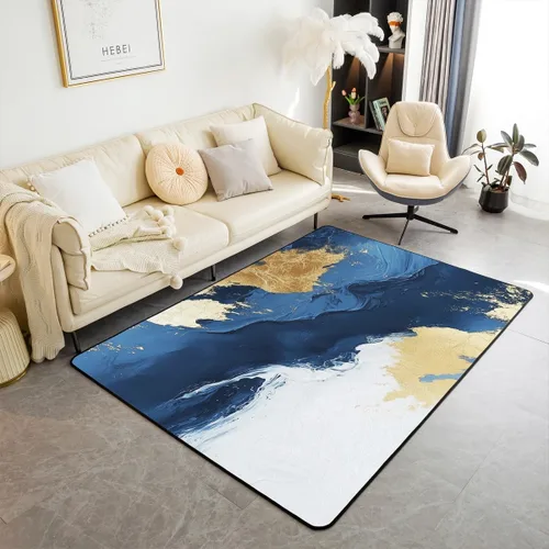 Miniatura 20 de jejeloiu Alfombra de decoración de mármol negro y dorado, alfombra para sala de estar, dormitorio, para niños, niñas, adolescentes, decoración