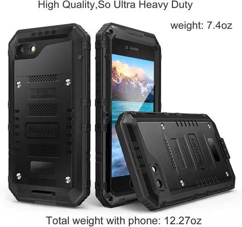 Miniatura 3 de Beasyjoy Funda de Metal para iPhone SE 2022/2020/8/7, Funda Impermeable Resistente con Protector de Pantalla, Protección de Cuerpo Completo Grado